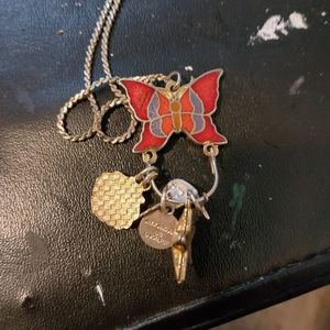 Butterfly necklace w charms